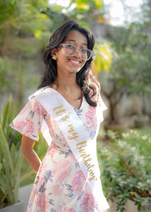 16th birthday photoshoot with an "It's my birthday" sash in Colombo, Sri Lanka