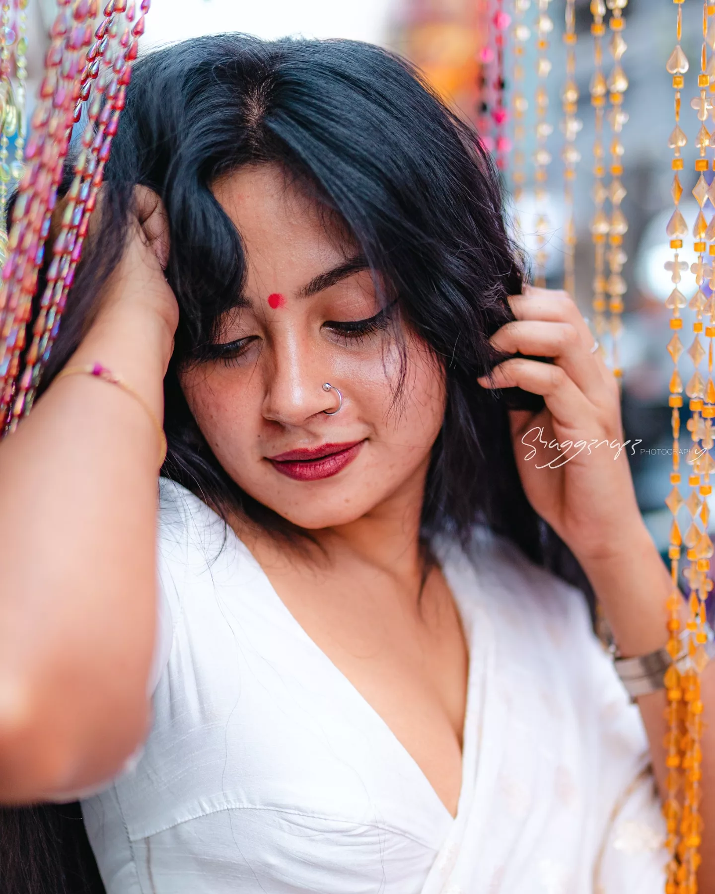 Desi fashion portrait photoshoot with traditional jewelry in Colombo, Sri Lanka