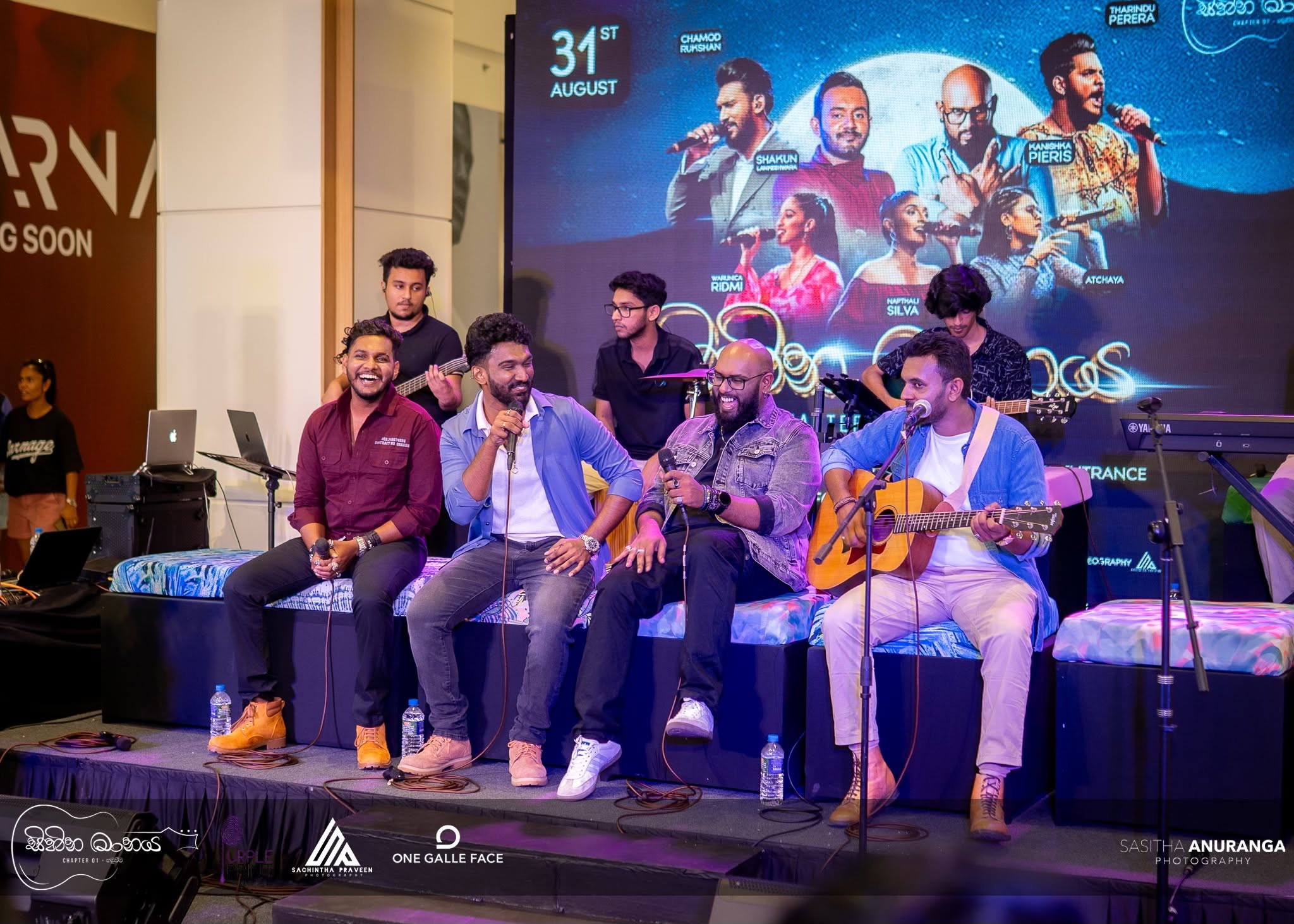 Event photography of musicians performing at Sihina Maanaya, One Galle Face mall