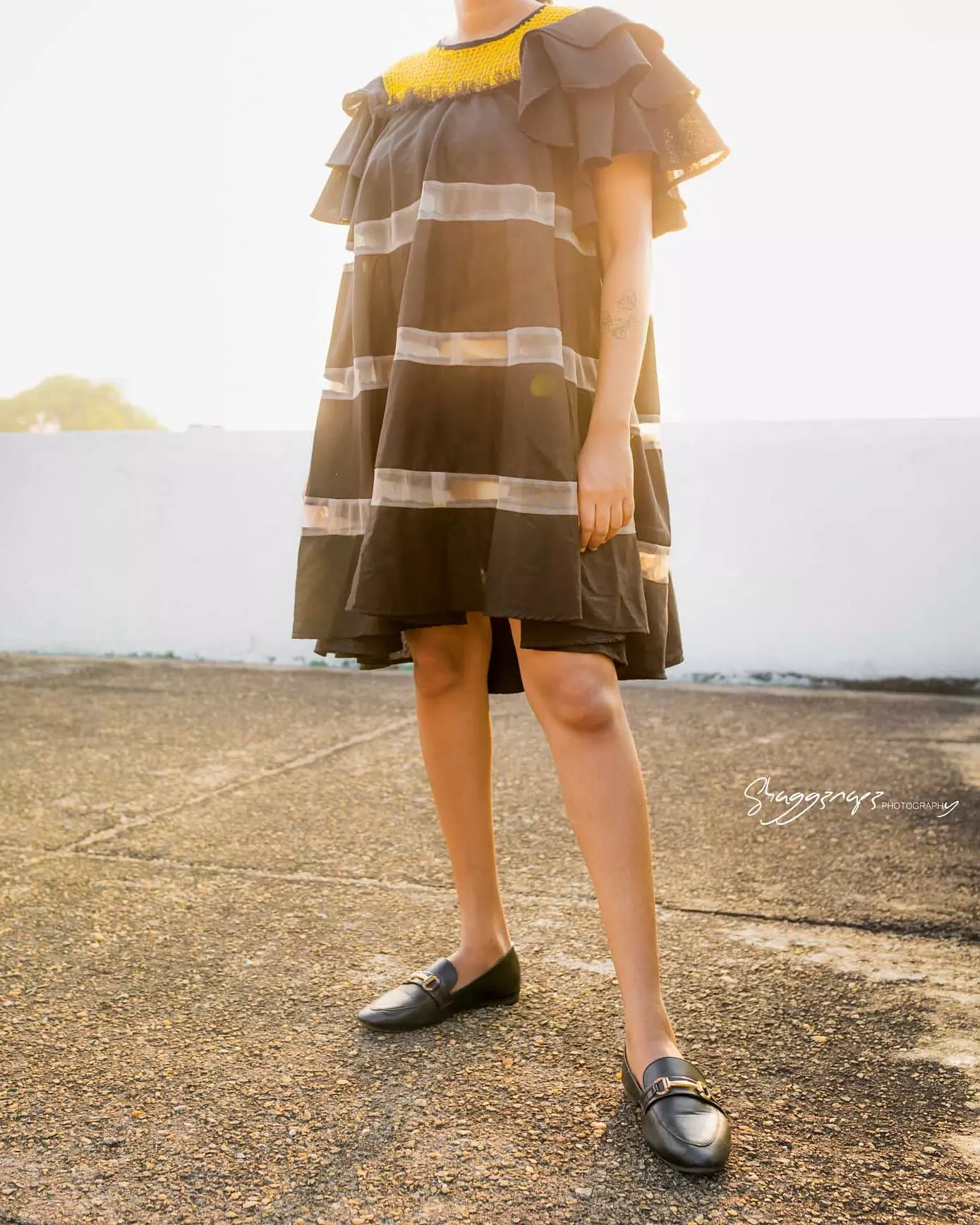 Rooftop fashion editorial photoshoot at sunset in Colombo, Sri Lanka