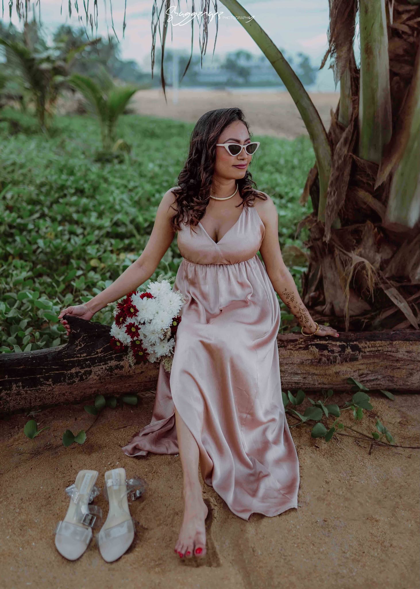 Commercial fashion photoshoot with balloons and a picnic blanket in Colombo, Sri Lanka