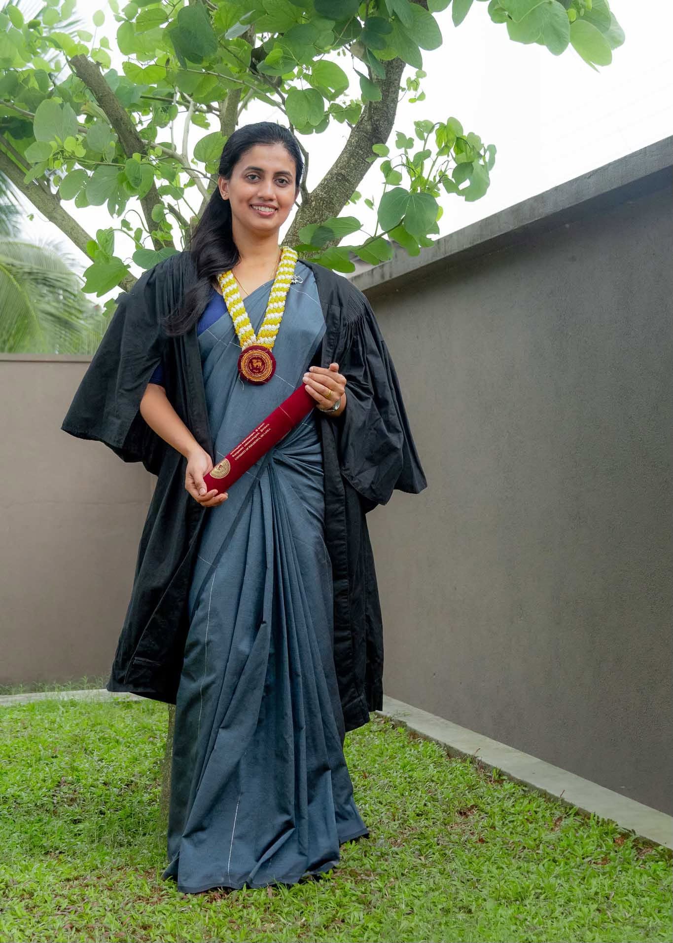 Graduation portrait photography under a tree in Colombo, Sri Lanka